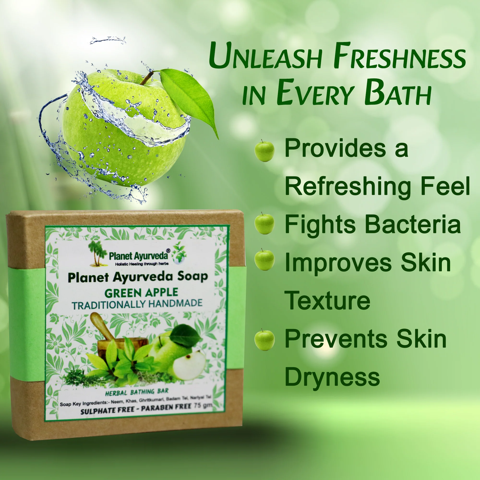 PLANET AYURVEDA GREEN APPLE SOAP (PACK OF 4) - Image 2
