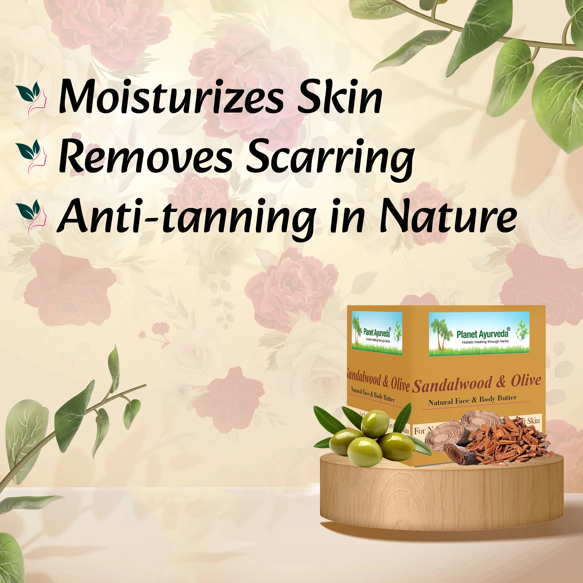 SANDALWOOD & OLIVE NATURAL FACE AND BODY BUTTER - Image 2